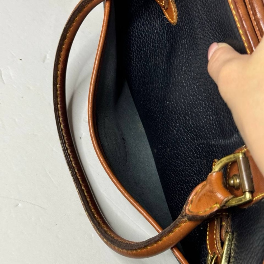 Dooney & Bourke Black Pebbled Leather Double Handle Satchel Bag -VTG Made in USA - Picture 14 of 14